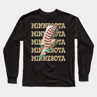 Aesthetic Design Minnesota Gifts Vintage Styles Baseball Long Sleeve T-Shirt